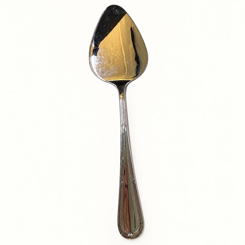 Silver Tone Cake Pie Server Serrated Edge Decorative Handle